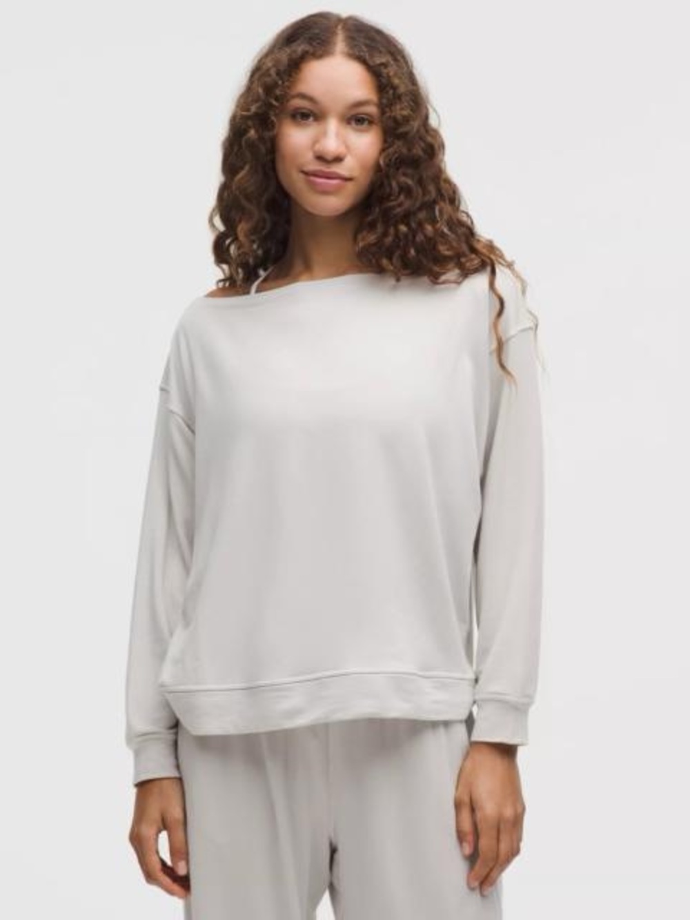 Lululemon BeCalm Oversized Boat Neck Long Sleeved Shirt - Dove Grey